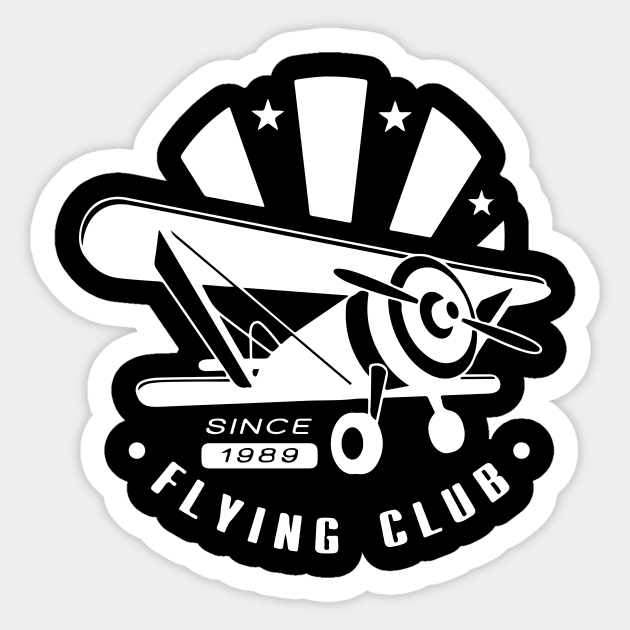 Aviation Airplane Pilot Flying Club Since 1989 Sticker by BG Creative